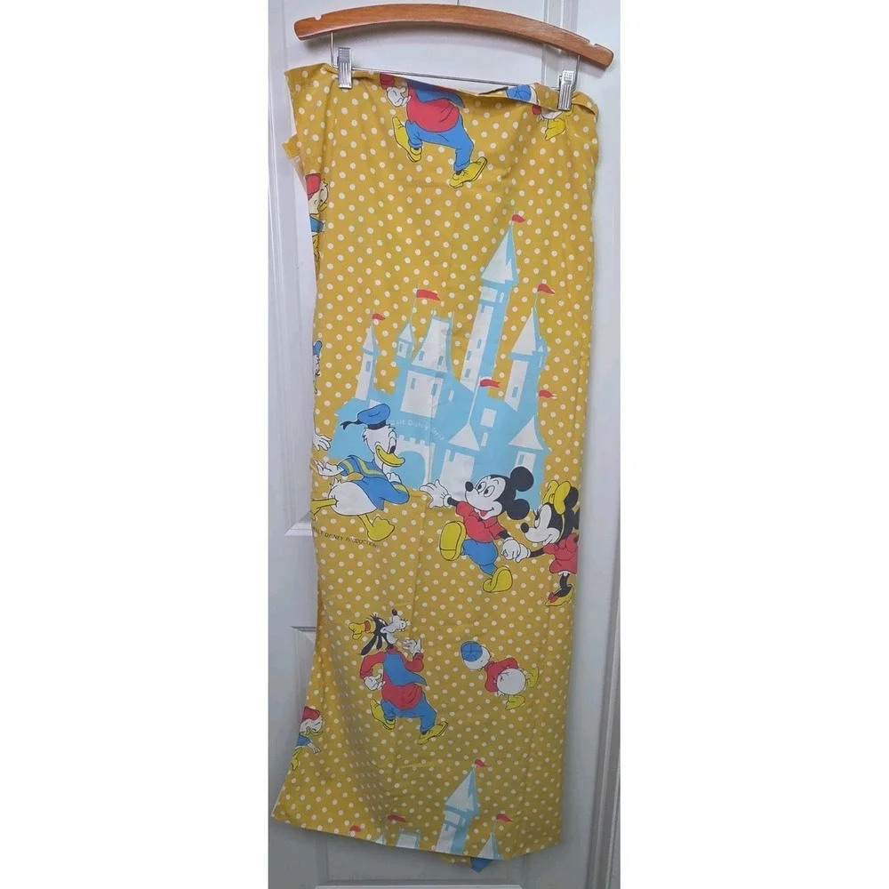 2 Vtg 70s Disney World Twin Flat Sheets Polka Dot Mickey Minnie Donald Pacific
